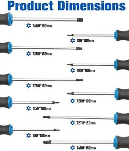 Juego De Destornilladores Torx De 10 Piezas, Punta Magnética