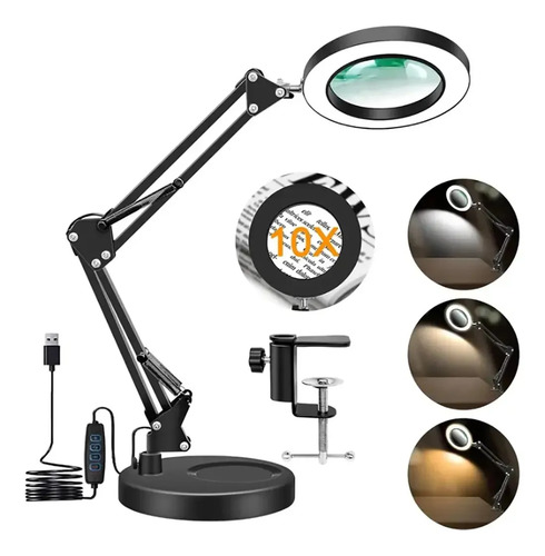 Lupa Estetica Luminaria Ring Light Articulada Bancada 12w