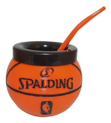 Mate Pelota Basket Spalding + Bombilla - Impresión De Calida