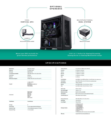 Imagen 10 de 10 de Gabinete Full Tower Phanteks Enthoo Pro 2 Panel Ciego