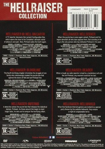 The Hellraiser 3 4 5 6 7 8 Collection Boxset Peliculas Dvd