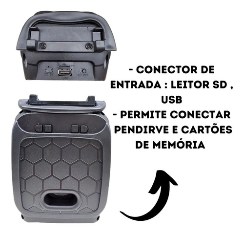 Alto-falante Altomex AL-1196 portátil com bluetooth preto