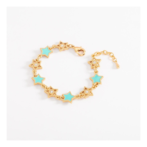 Pulsera Con Estrellas Doradas Y Azul Turquesa Joyería Dorado 18 Cm 18 Cm