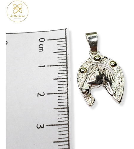 Imagen 6 de 7 de Dije Plata Y Oro Herradura Y Caballo