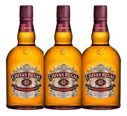 Chivas Regal 12 Anos - 750 Ml - Kit Com 03 Uni - Envio Flex