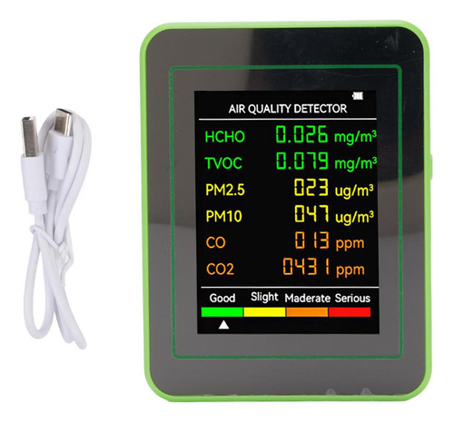 Detector De Ar Portátil De Qualidade Co2 Tvoc Hcho Pm2.5 Pm1