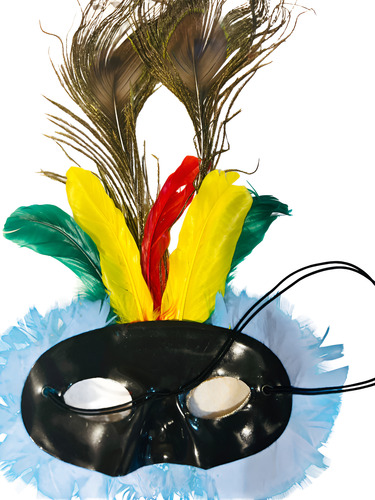 Antifaz Mascara Con Plumas Cotillon Carnaval (x10) Azul Plumas Azul