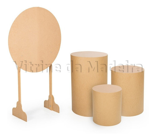 Kit Trio Mesa Cilindro P M G + Painel Redondo 150cm Promoção