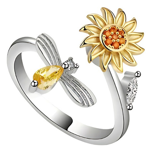 Anillo De Abeja Y Girasol Giratorio Relajante Anti Estrés