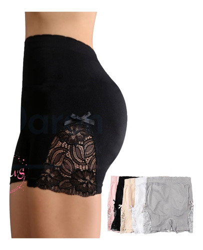 Kit 5 Boxer Tipo Faja Dama Lycra Con Encaje Unitalla Bpsm02