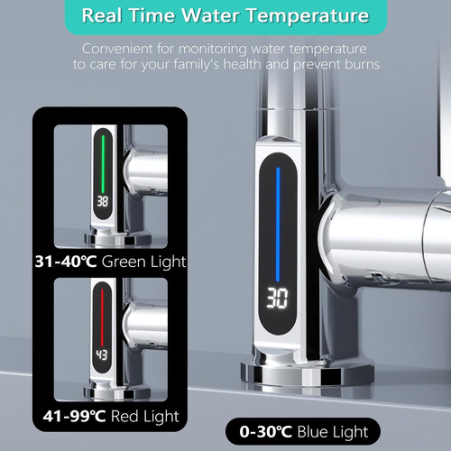 Llave Mezcladora Para Fregadero Grifo Temperatura Led Cocina