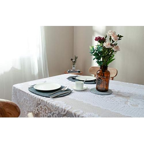 Mantel De Encaje Blanco Rectangular Mesa | Decoración ...