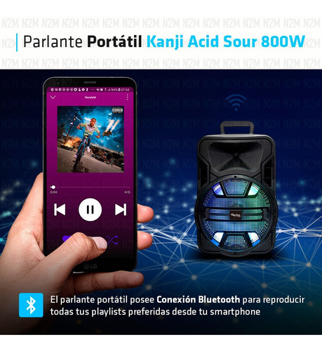 Imagen 3 de 10 de Parlante Acid Sour Kanji Kj-acidsour Bluetooth Luces Cuotas
