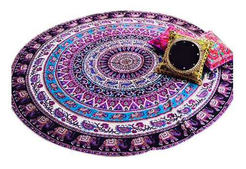 Mandala Elefante Púrpura Circular Playa & Meditación Yoga