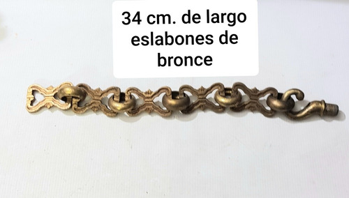 Imagen 3 de 5 de Cadena De Bronce 34 Cm. + Gancho P/lamparas De Techo Vintage