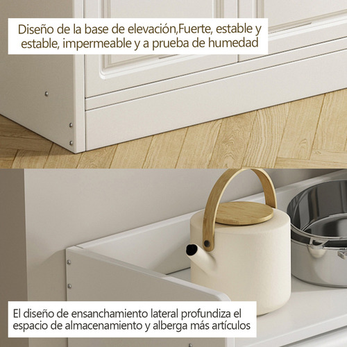 Alacena Multiusos De Madera Moderno Para Cocina Con 4 Puerta Blanco
