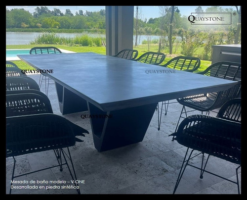 Mesa Exterior Moderna -- Diseño Marmol Silestone -opc Bancos Blanco
