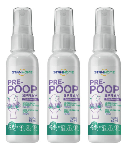 Pre-poop Neutralizador De Olores Spray Para Wc Lavanda 3pz