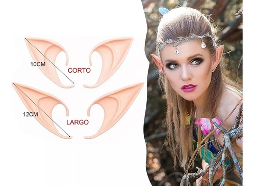 Cosplay Orejas Duende Elfo Hada Navidad Halloween 2 Pares Color Natural 12