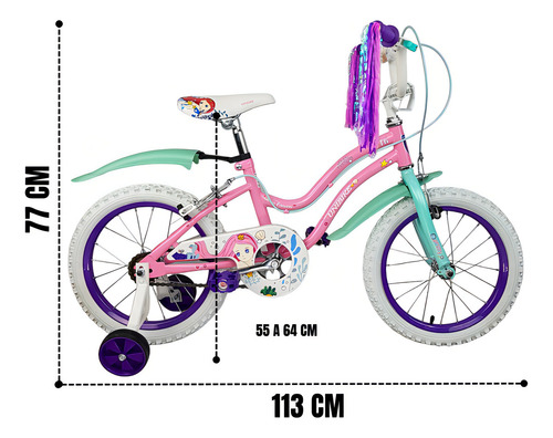 Bicicleta Para Niñas R16 Llantas Aire Y Entrenamiento Ocean Color Rosa