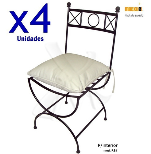 Imagen 2 de 6 de Mesa 1,10m + 4 Sillas De Hierro + Base Flecha + Almohadones