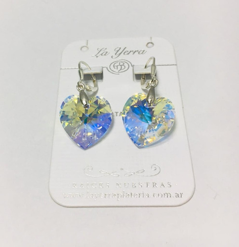 Imagen 1 de 3 de Aro Brisura Corazón Cristal Swarovski 18 Mm.