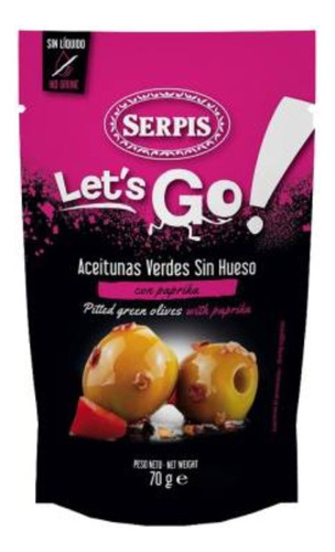 3 Pza Aceitunas Verdes Serpis Let's Go! Sin Hueso Con Paprik
