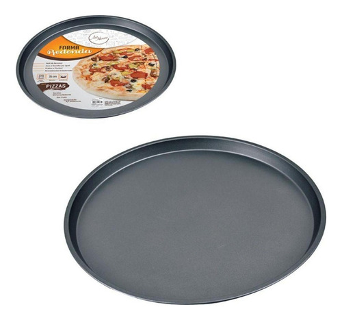 Forma P/ Pizza Assadeira Antiaderente 35cm Cor Cinza-escuro