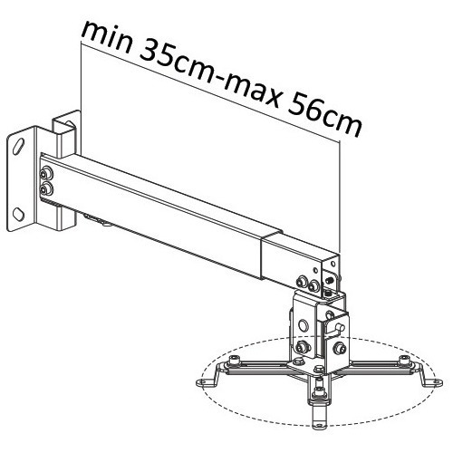 Imagen 2 de 4 de Soporte Proyector Extensible Gira 180° Con Inclinación 15°