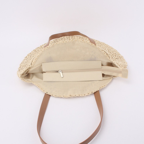 Imagen 4 de 7 de Verano 4colors Redondo Bolsa Tejida De Paja Para Las Mujeres