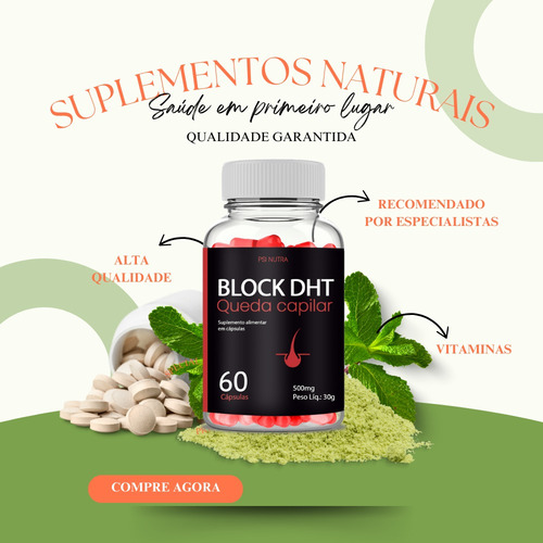 Block Dht Caps - Queda Capilar - Psi Nutra 60 Capsulas