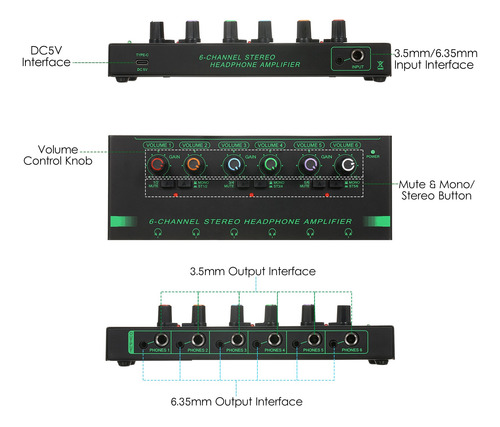 Amplificador De Audífonos Mini Audífonos Estéreo De Monitore