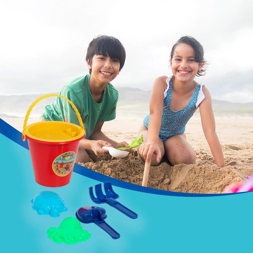 Balde De Praia Infantil Para Castelo Com 2 Formas Resistente