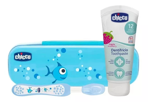 Set Chicco De Higiene Oral 12m+ Cepillo Color Celeste