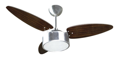Ventilador de teto Ventisol Fharo alumínio com 3 pás cor tabaco de mdf, 1050mm de diâmetro 220V