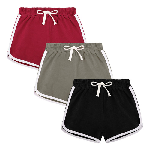 Booph Pantalones Cortos Deportivos Para Ninas, 3 Piezas, Pan