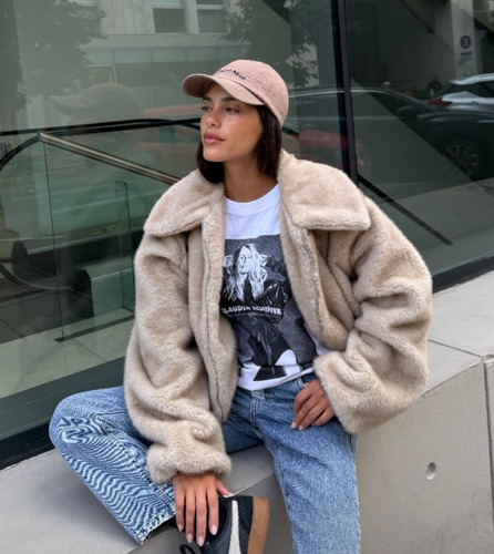 Campera/saco/chaqueta/tapado De Piel Sintética Para Mujer