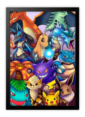 Quadro Decorativo Pokemon Desenho Pikachu 5 Peças