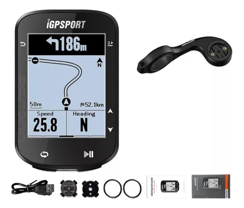 Igpsport BSC200 Ciclocomputador tela LCD de 2.5" Cor preto com suporte Frontal M80