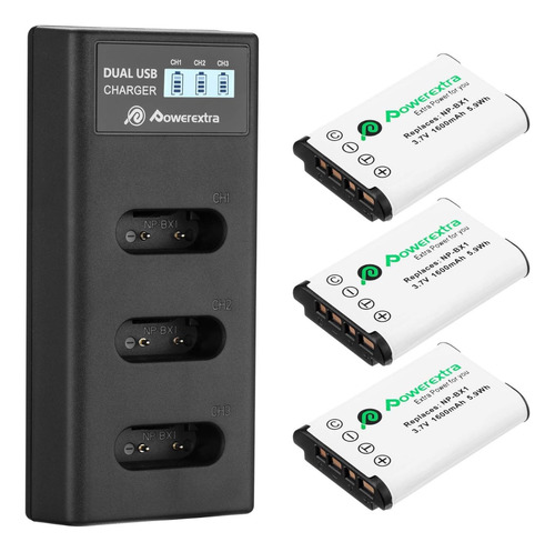 Cargador Triple +3 Baterías Np-bx1 Compatibles Powerextra