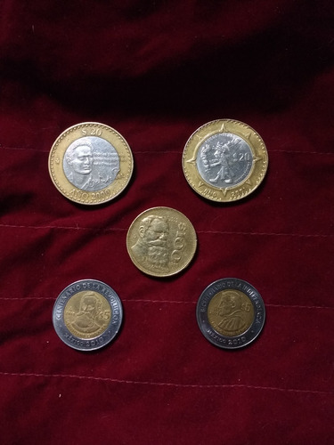 Monedas 100 5 Y 20 Pesos Mexicanos