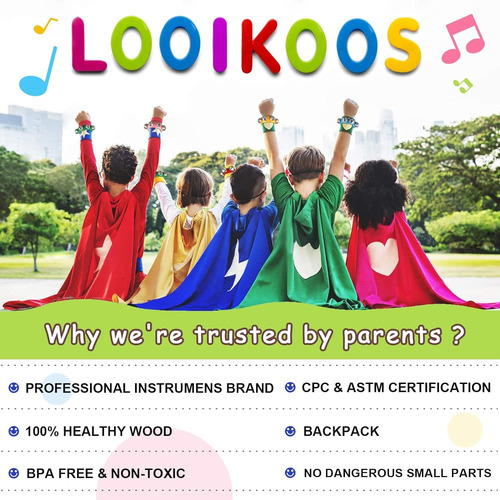 Set De Percusión De Madera Para Niños Pequeños Looikoos De M
