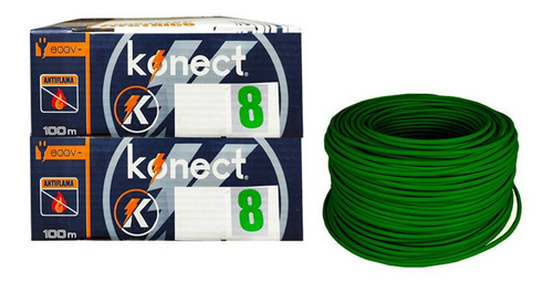Cable Electrico Cca Konect Calibre 8 Verde 100 Metros 2 Pzs