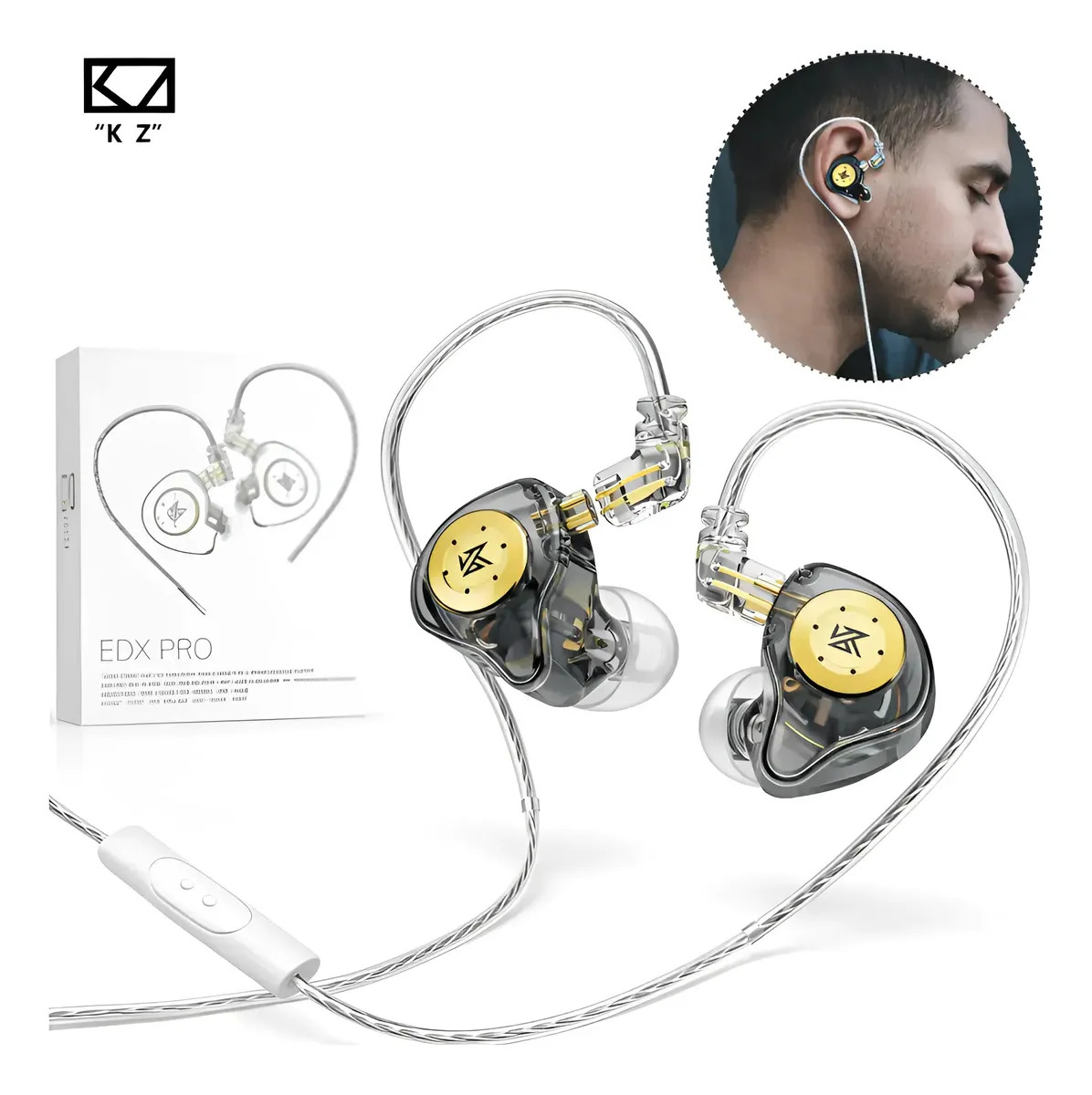 Fone De Ouvido Kz Edx Pro Dj Musicos Retorno Palco In-ear Cor Preto C/microfone