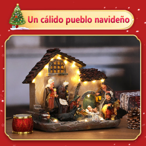 Pesebre Nacimientos Resina Para Navidad Con Luz Led