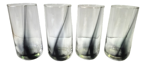 Juego 8 Pzs Vasos Crisa Altos Cortos Liston Negro