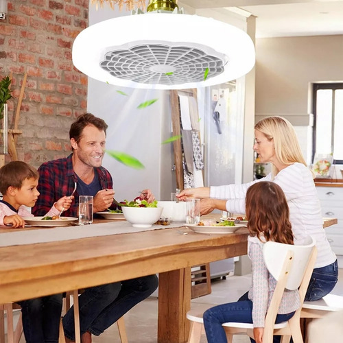 Ventilador Techo Foco Led Luz 30w Socket E27 Incluye Mando