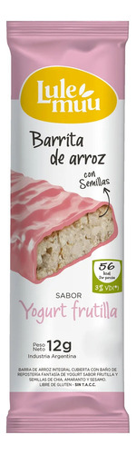 Barrita De Arroz Sabor Yogurt Frutilla Sin Tacc Lulemuu 12g