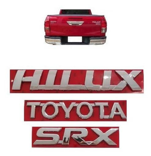 Kit Emblemas Insignias Toyota Hilux Srx Tapa Valija 2016
