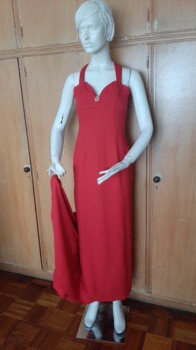 Vestido De Fiesta Largo Rojo Espalda Descubierta Talle M 